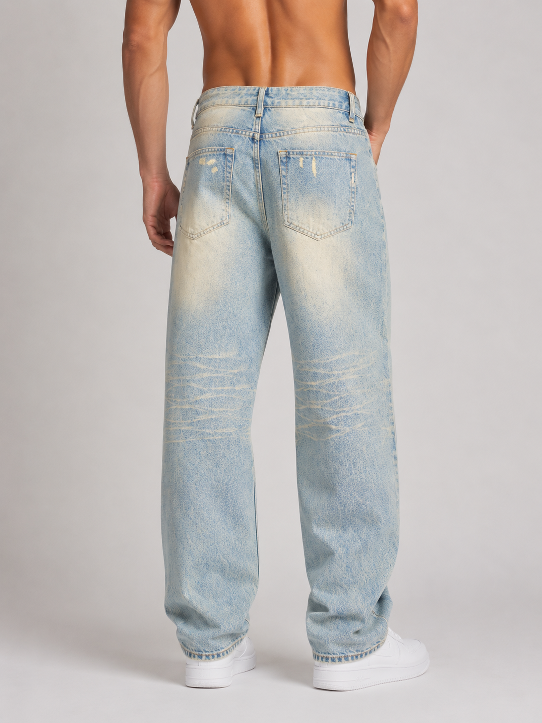 SUN FADE RAW HEM DENIM JEANS