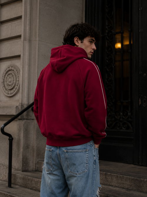 CONTRAST PIPING RAGLAN HOODIE
