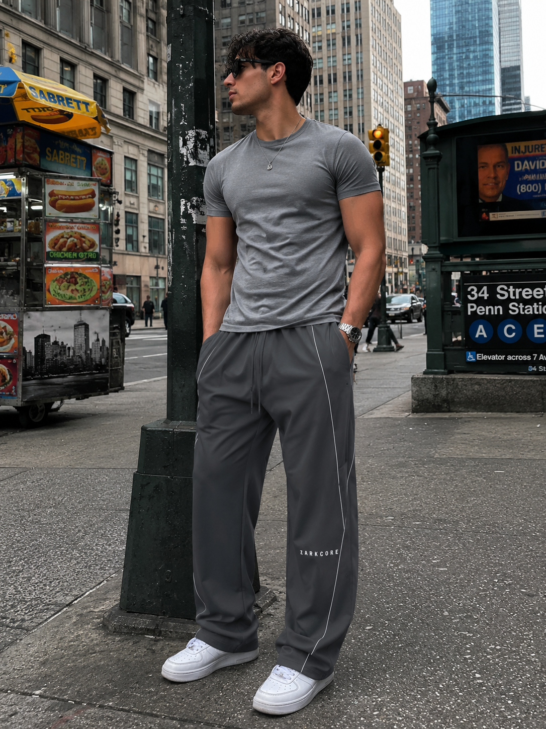 REFLECTION STRIPED STRAIGHT-LEG SWEATPANTS
