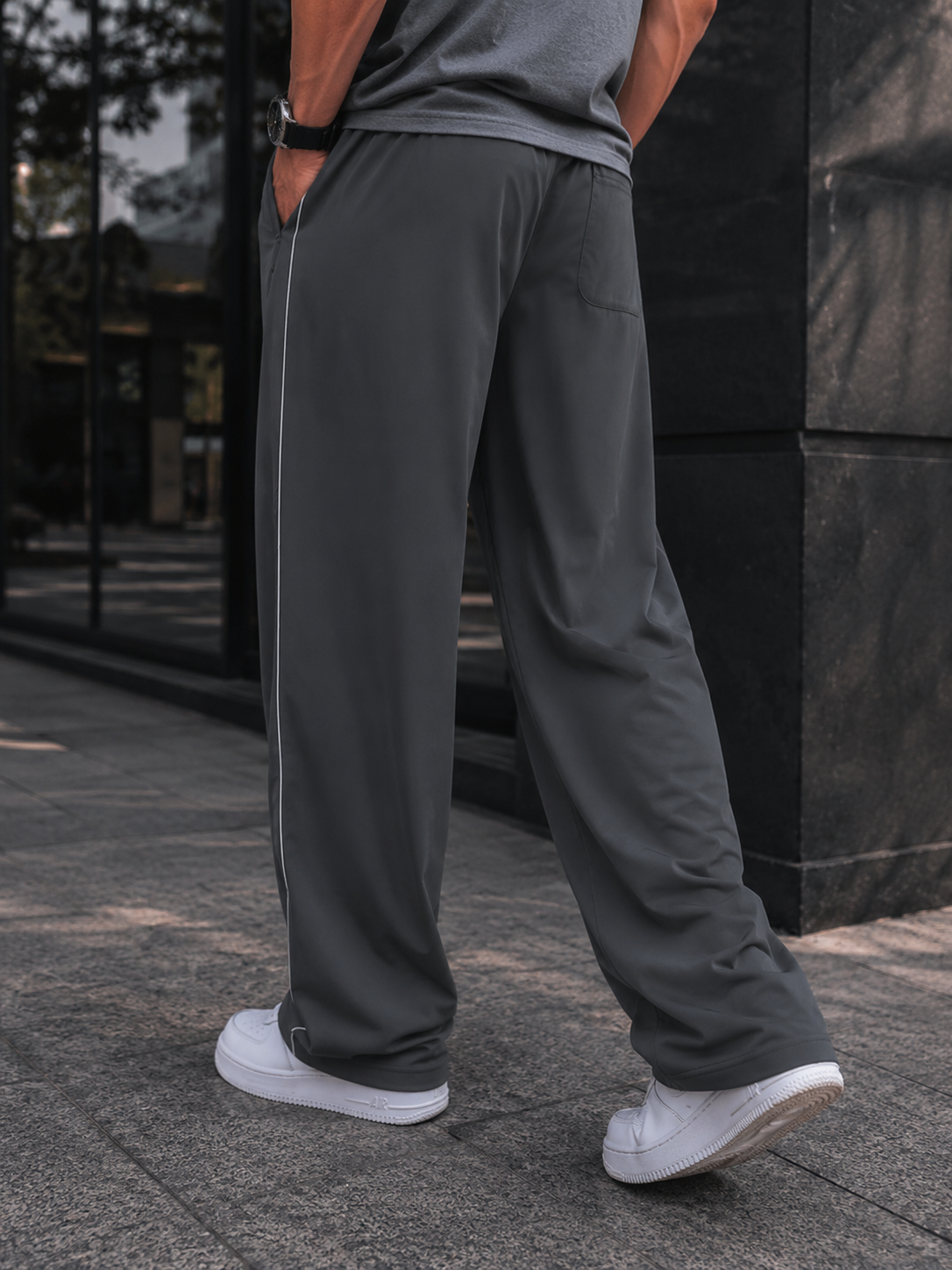 REFLECTION STRIPED STRAIGHT-LEG SWEATPANTS