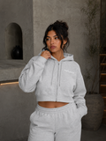 ESSENTIAL CROPPED ZIP-UP HOODIE