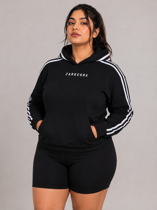 CONTRAST SIDE STRIPE CROPPED HOODIE