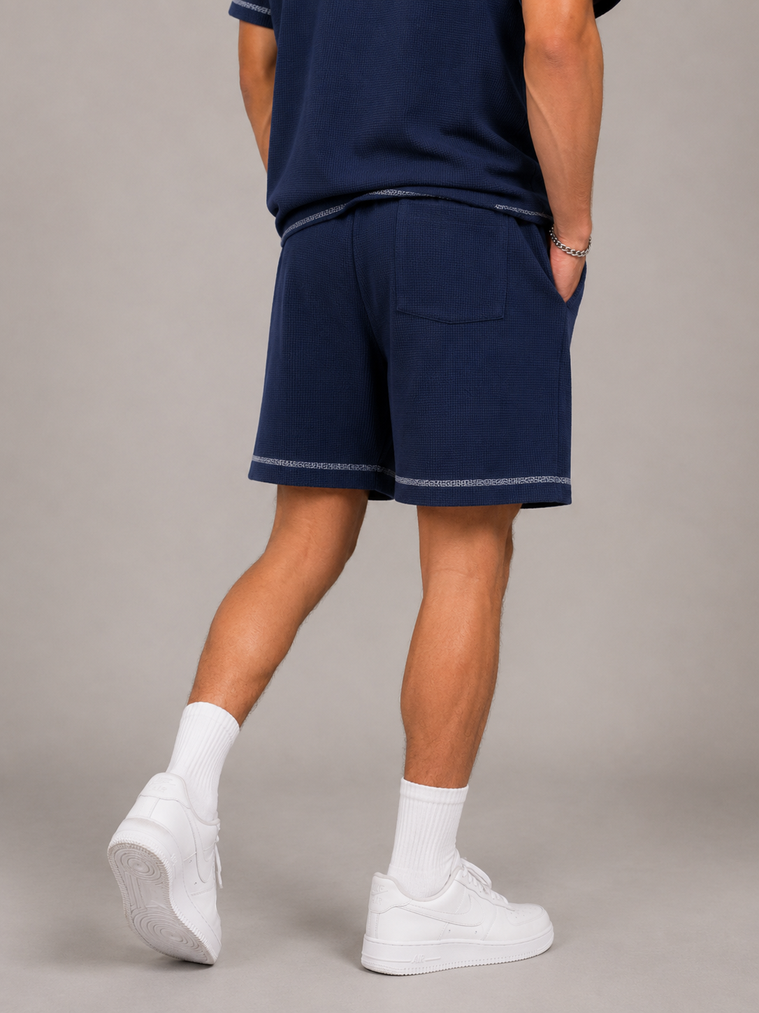 UNISEX SUNFADE WAFFLE RAW HEM SHORTS
