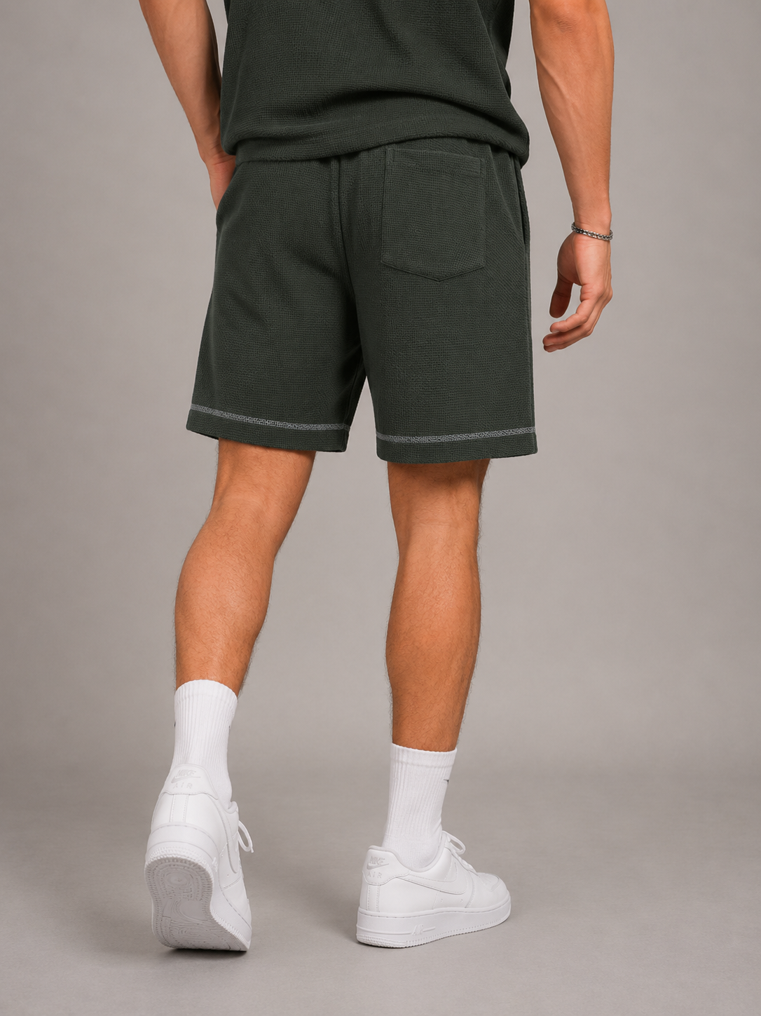 UNISEX SUNFADE WAFFLE RAW HEM SHORTS
