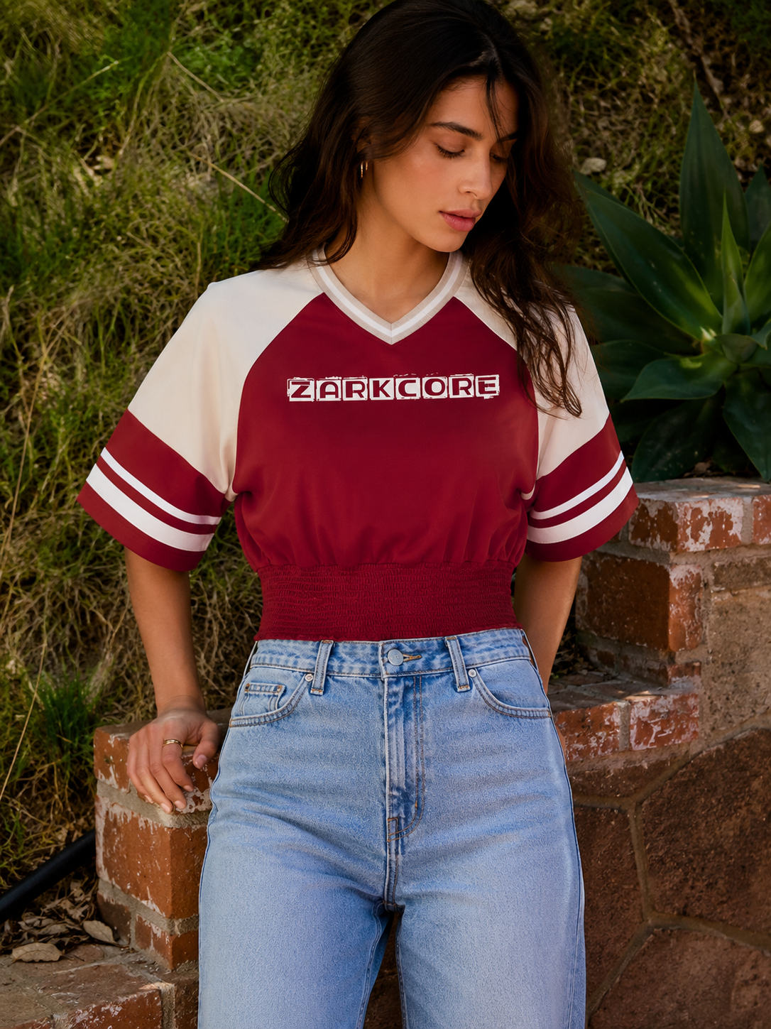 WOMEN'S COLOR BLOCK RUCHED T-SHIRT