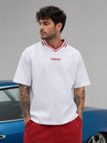 CONTRAST LAPEL COLLAR BOXY T-SHIRT