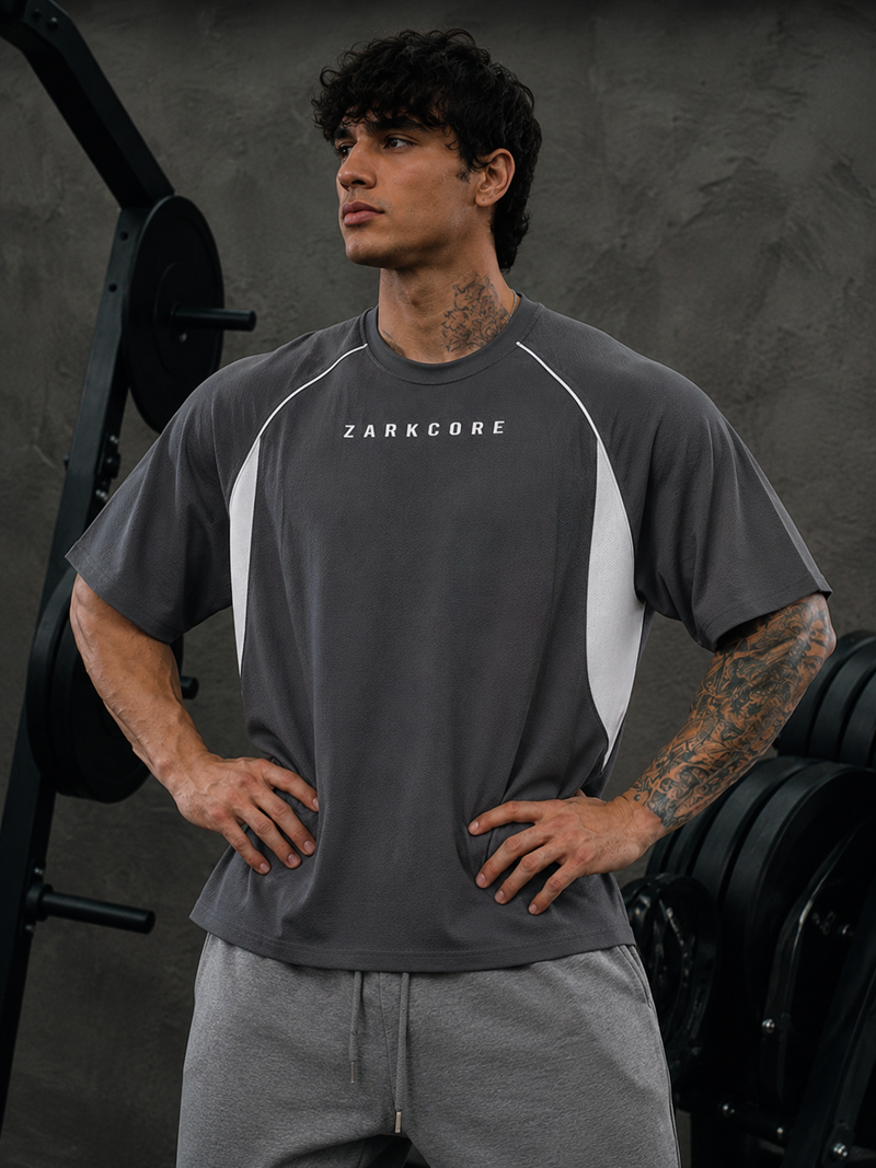 CONTRAST PIPING PANEL RAGLAN T-SHIRT