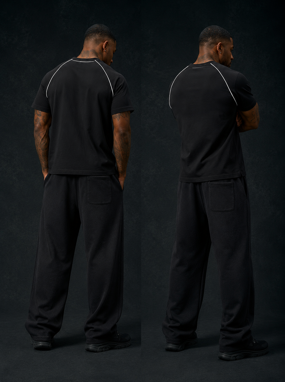 CONTRAST PIPING PANEL RAGLAN T-SHIRT