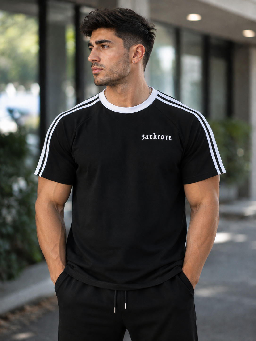 CONTRAST TAPE CREWNECK COTTON T-SHIRT