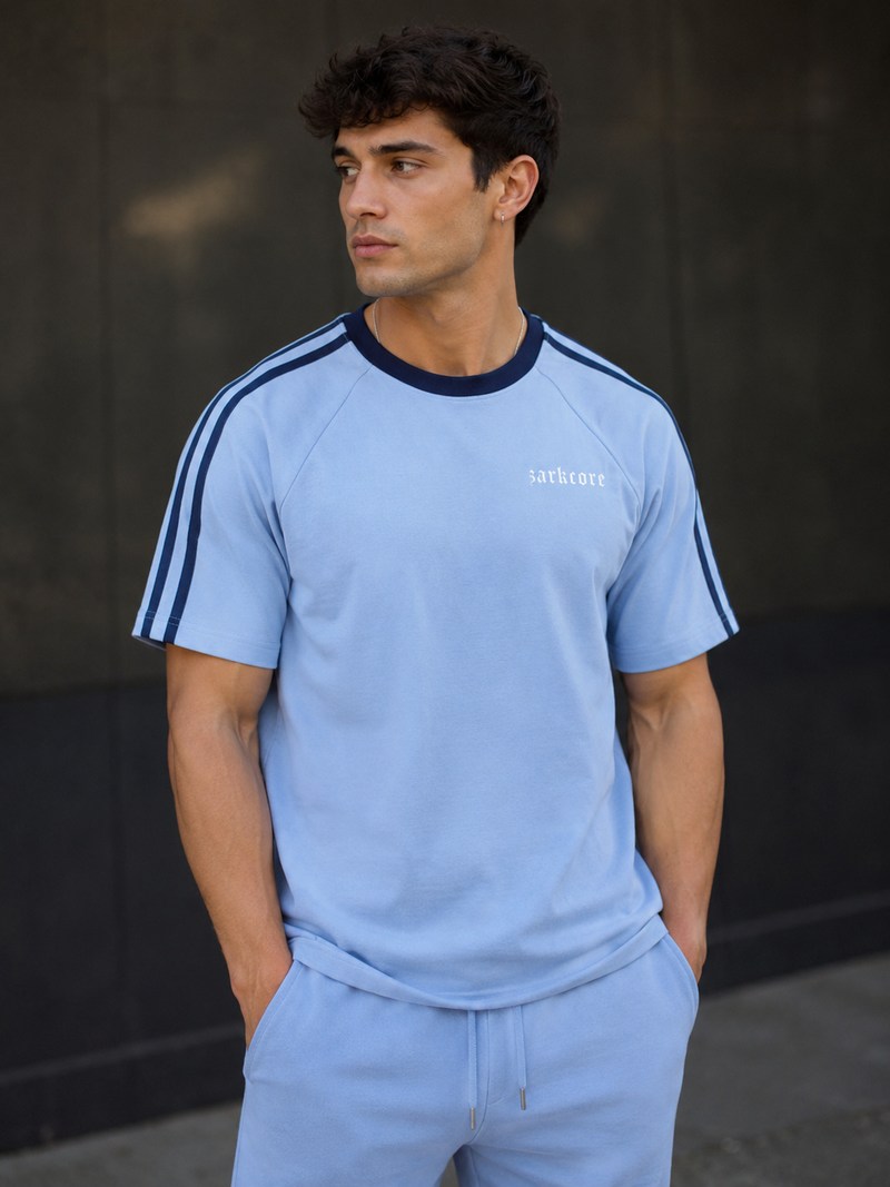 CONTRAST TAPE CREWNECK COTTON T-SHIRT