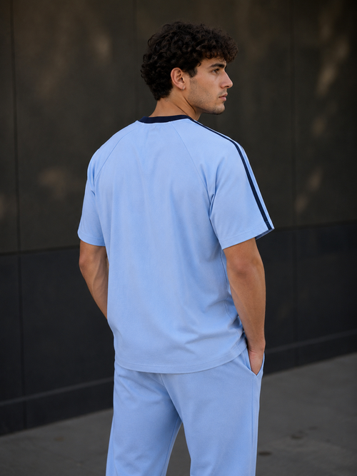 CONTRAST TAPE CREWNECK COTTON T-SHIRT