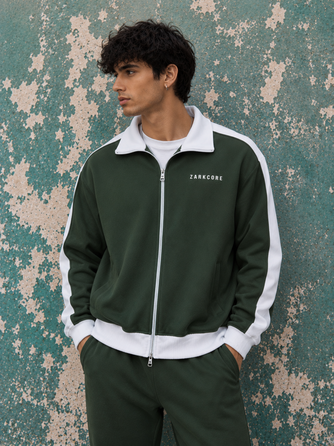 CONTRAST TRIM STAND COLLAR JACKET