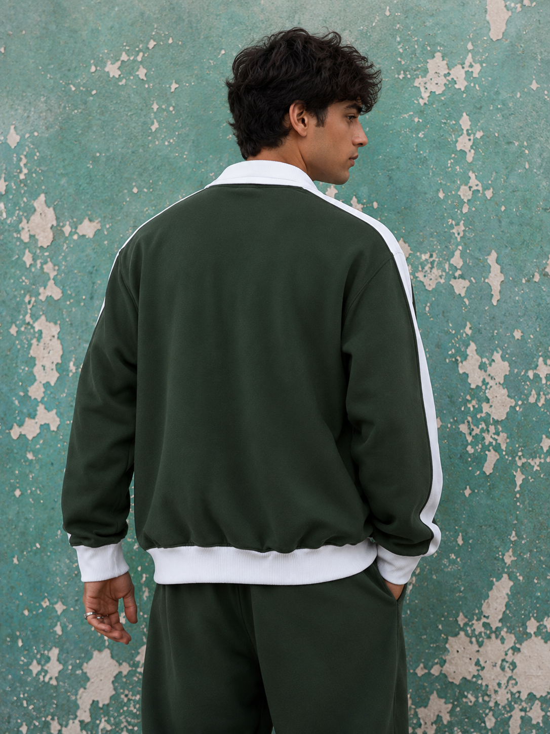 CONTRAST TRIM STAND COLLAR JACKET