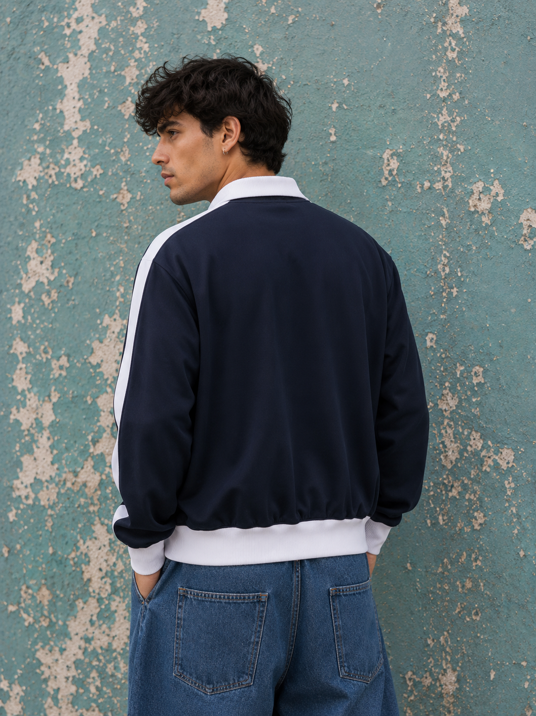 CONTRAST TRIM STAND COLLAR JACKET