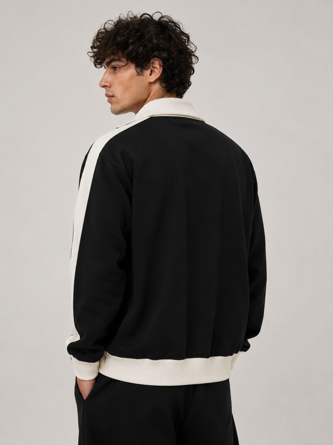 CONTRAST TRIM STAND COLLAR JACKET