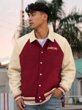 CONTRAST RAGLAN SLEEVE BASEBALL JACKET