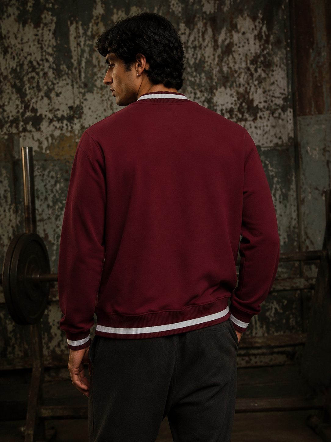 CONTRAST PIPING ZIP BOMBER JACKET