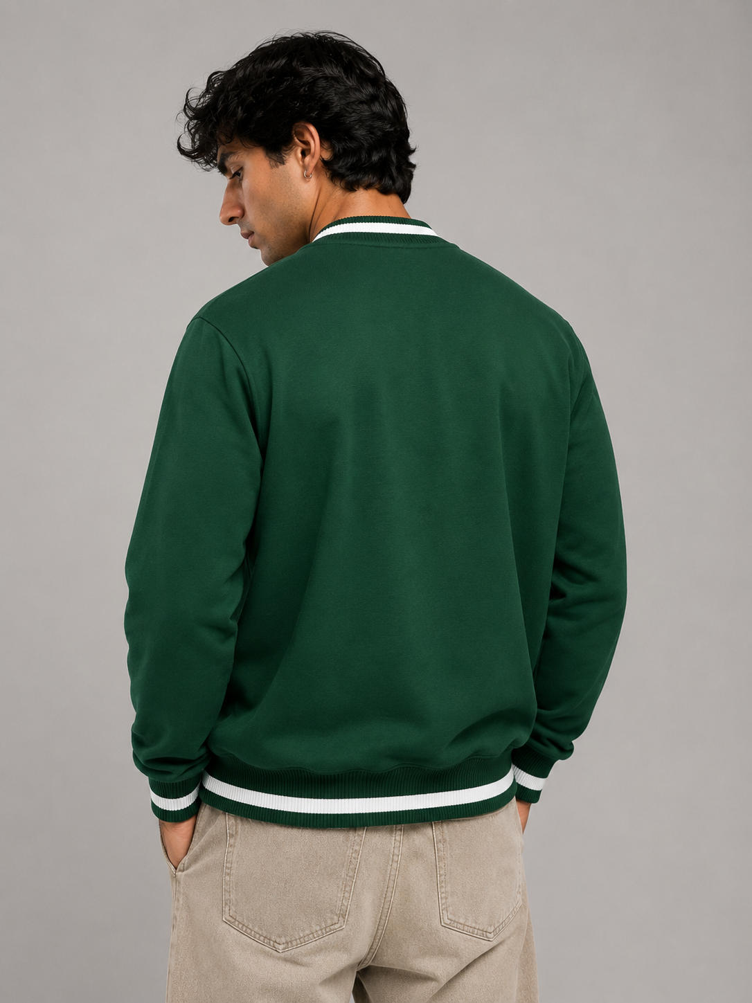 CONTRAST PIPING ZIP BOMBER JACKET