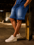 RECTANGLE PATCH MONKEY WASHED SHORTS