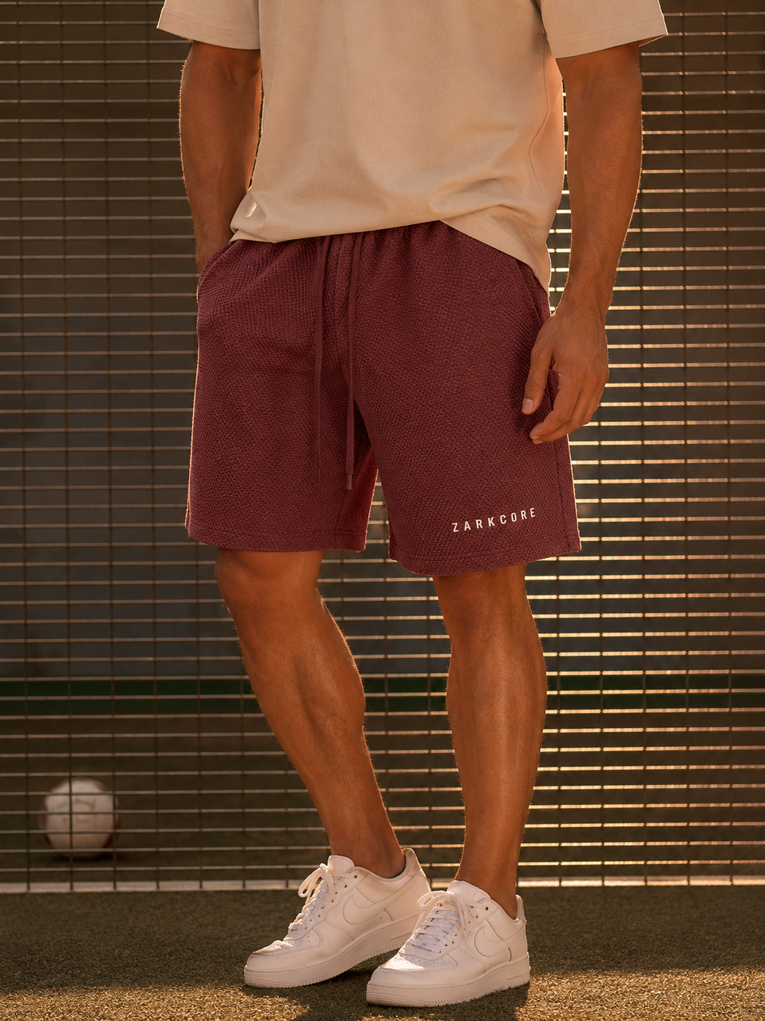 MINERAL WASH WAFFLE KNIT SHORTS