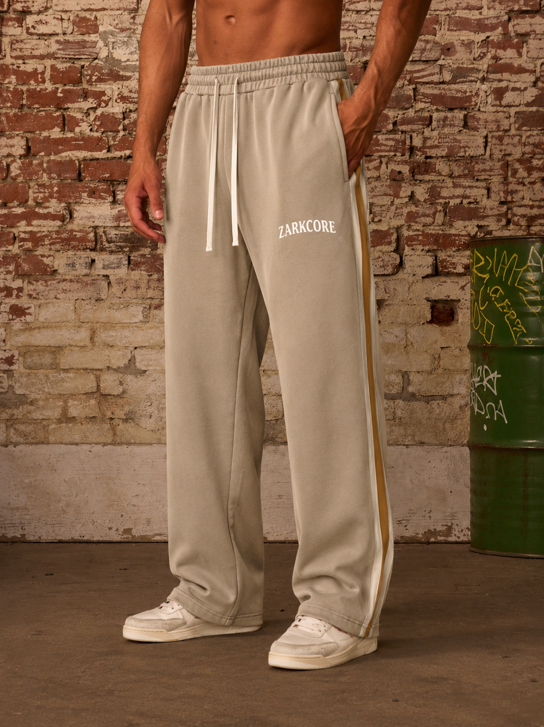 CONTRAST SIDE-STRIPE STRAIGHT-LEG PANTS