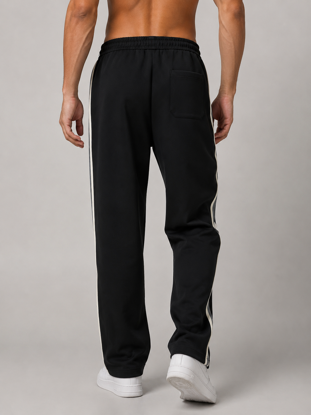 CONTRAST SIDE-STRIPE STRAIGHT-LEG PANTS