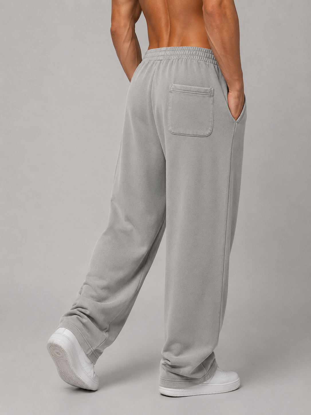 FRAYED ENZYME WASHED FLEECE SWEATPANTS