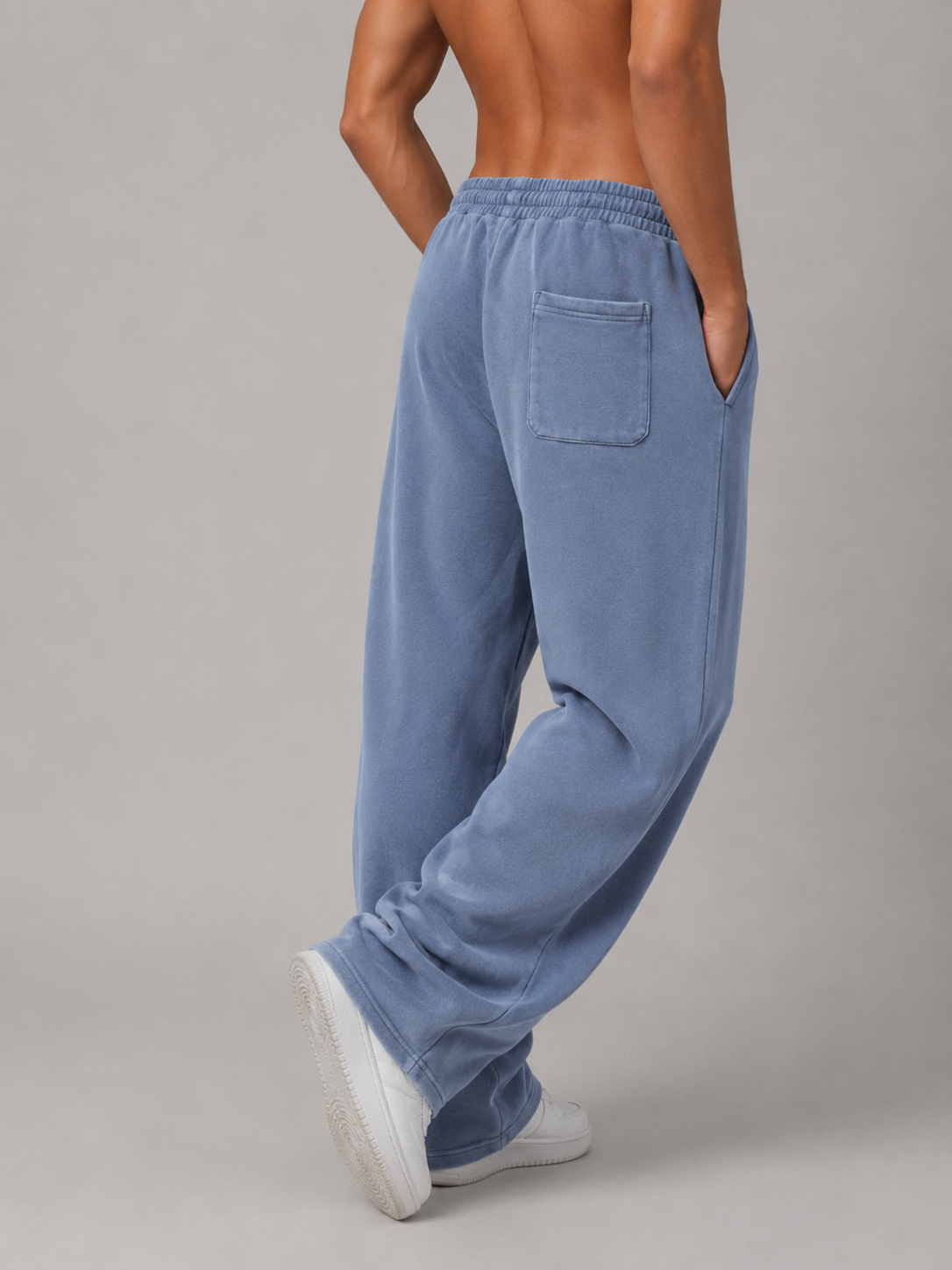 FRAYED ENZYME WASHED FLEECE SWEATPANTS