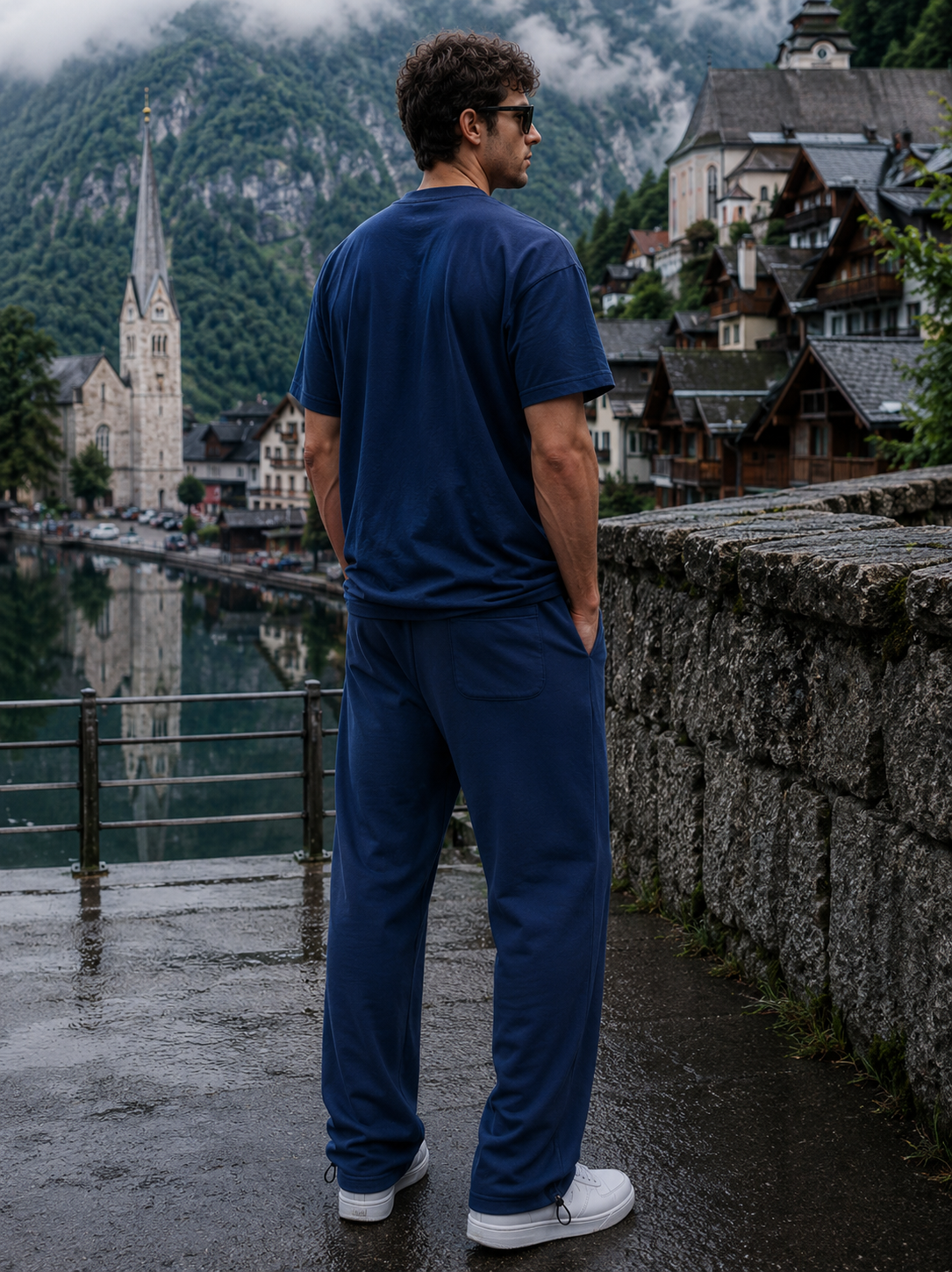 ESSENTIAL DRAWSTRING STRAIGHT-LEG SWEATPANTS