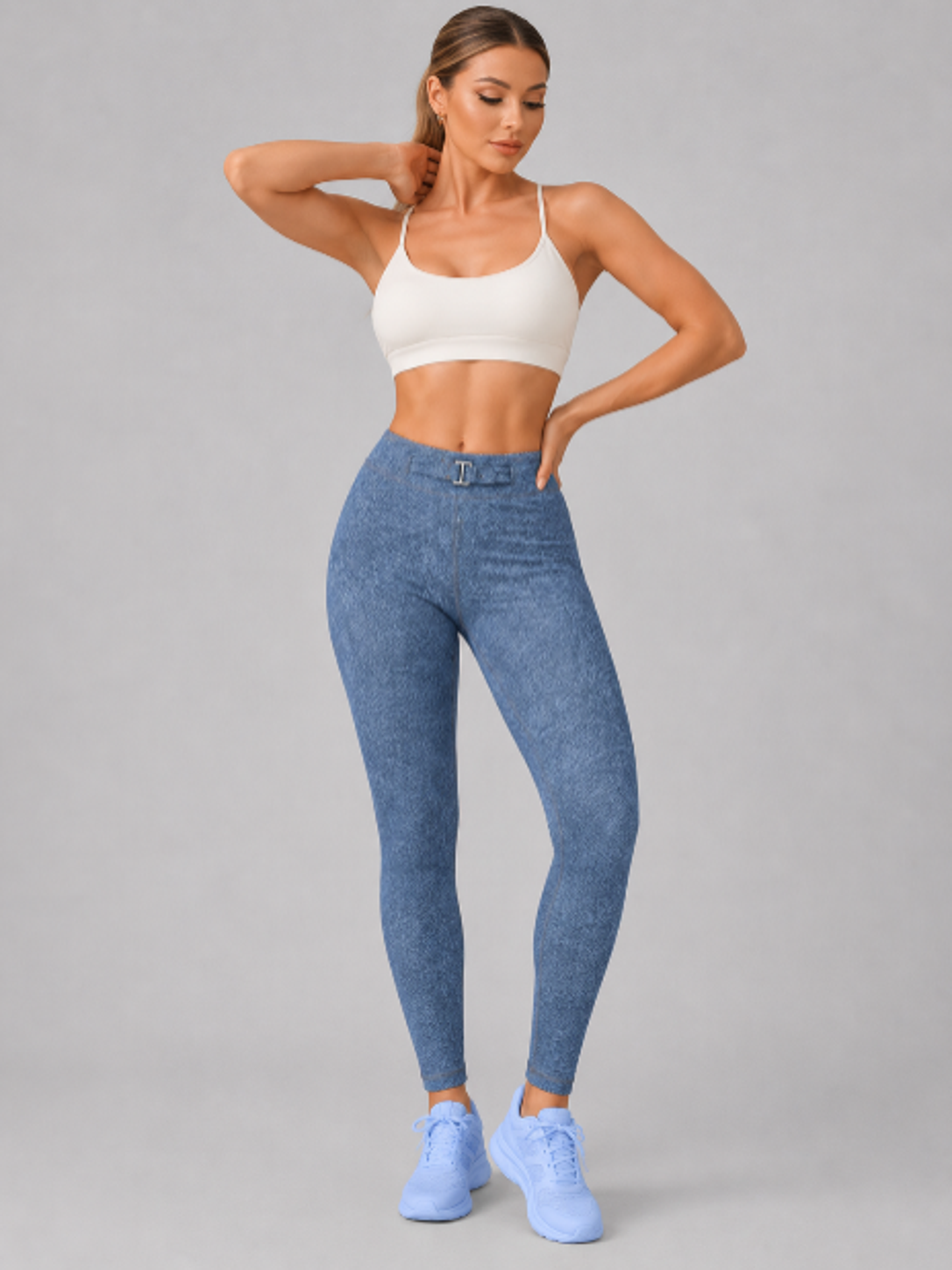 WOMEN'S FAUX DENIM ZIP-FLY LEGGINGS